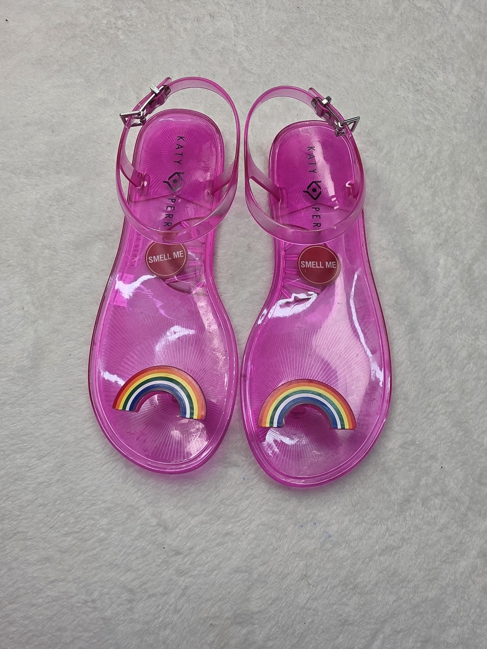 Katy Perry Collections Pink Jelly Rainbow Sandals Sz 10